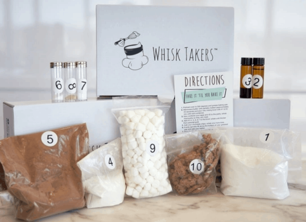 Contents of a whisk takers box, including ingredients and directions.