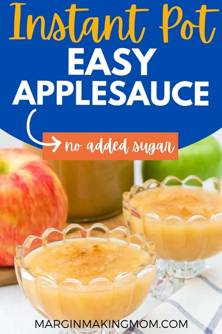 glass bowls filled with Instant Pot applesauce, topped with a sprinkling of cinnamon