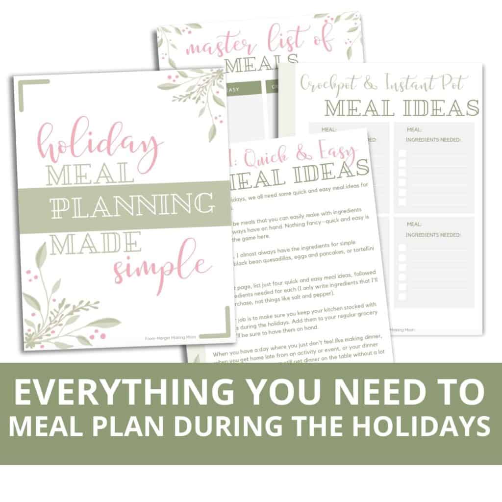 holiday meal planning made simple digital printables mockup