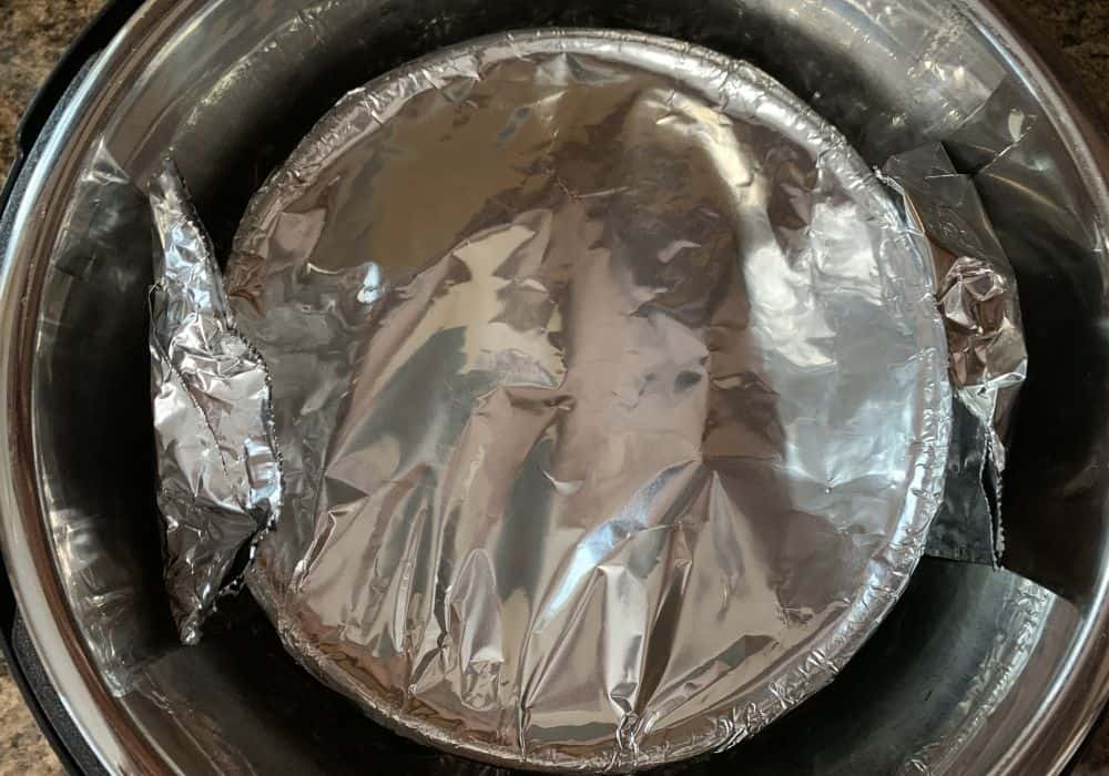 foil-covered pan in the Instant Pot
