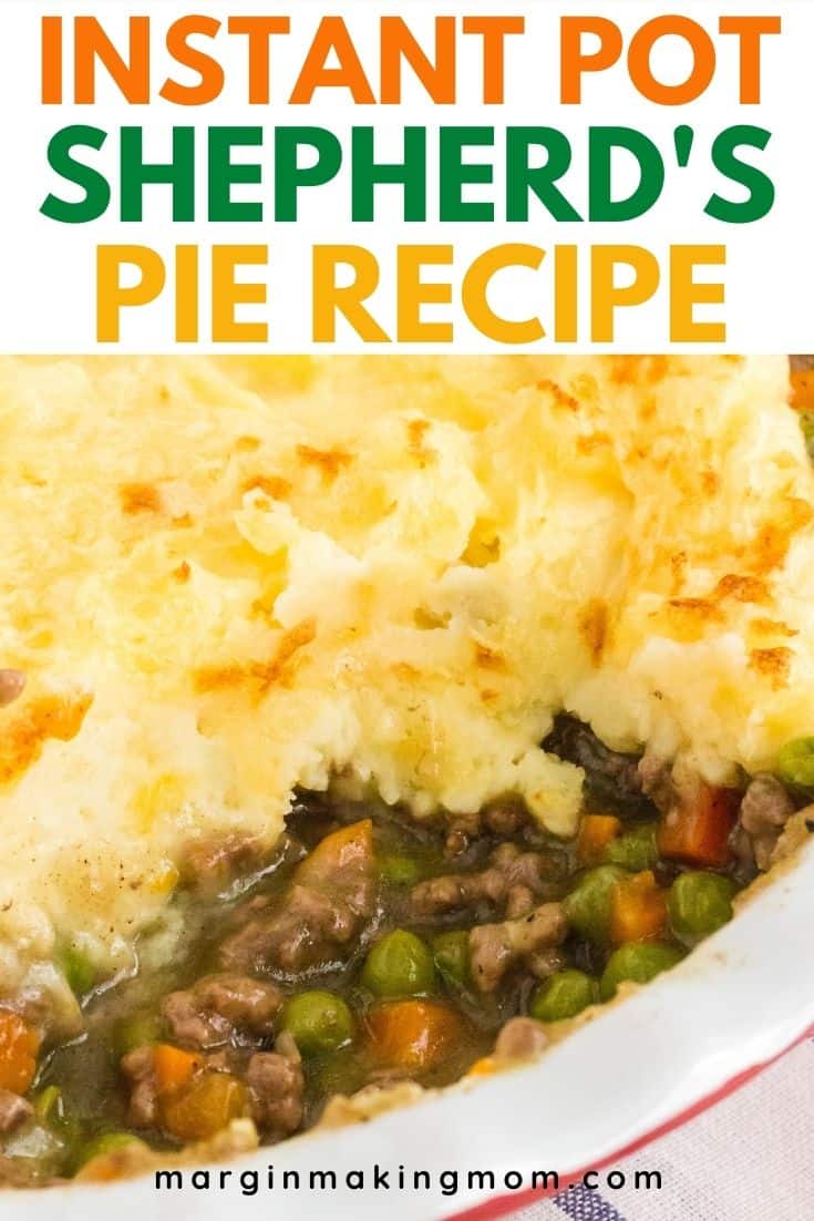 close-up view of Instant Pot Shepherd's Pie in a pie plate