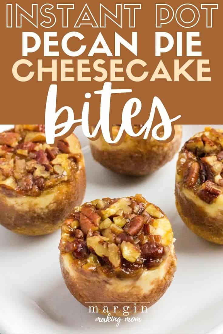 a white plate serving Instant Pot pecan pie cheesecake bites