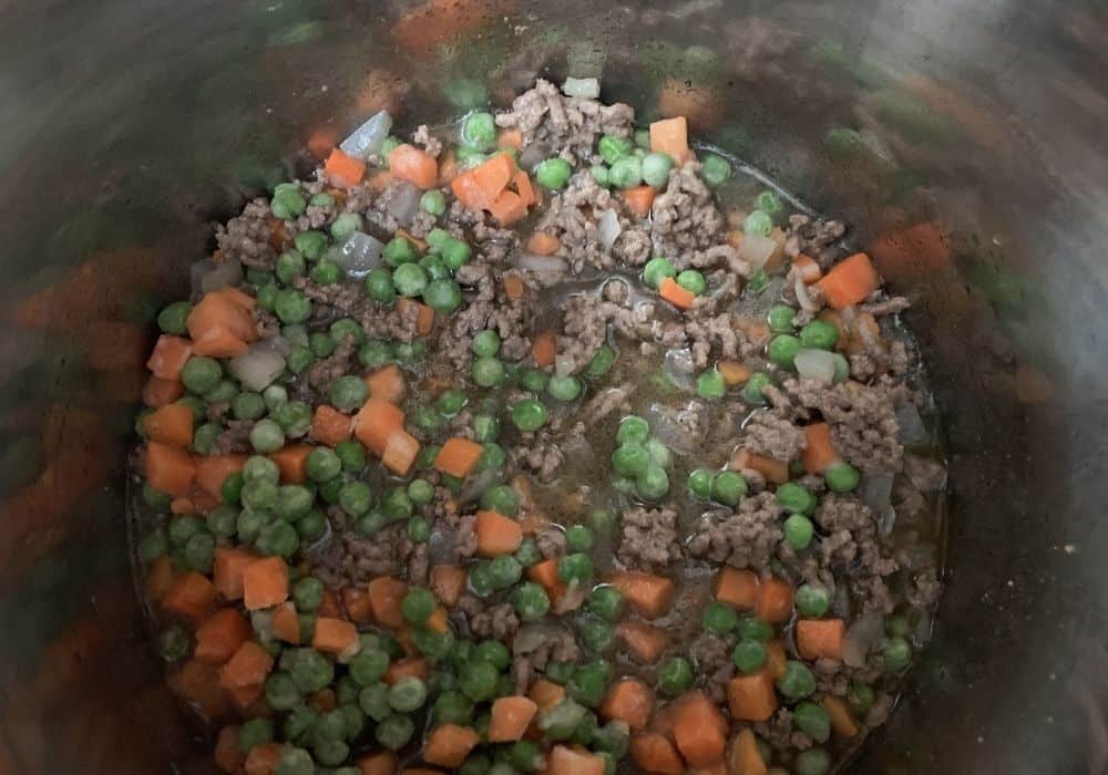 ingredients for shepherds pie filling in the instant pot