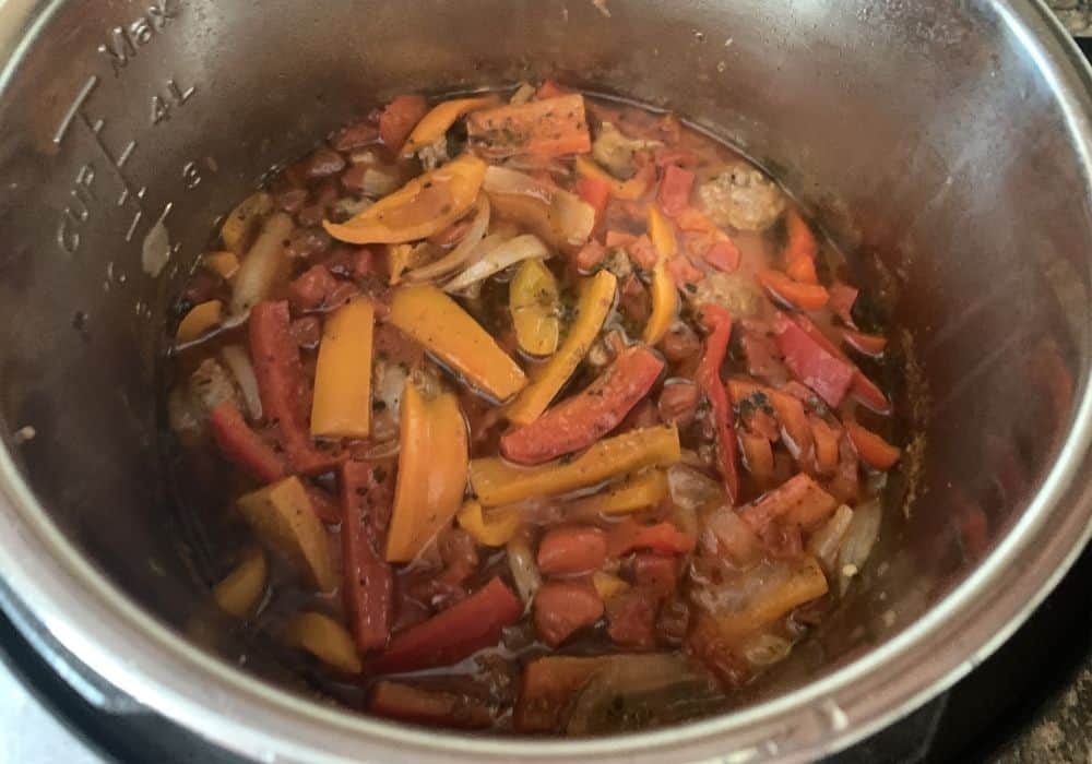 Sausage and peppers cooked in the Instant Pot