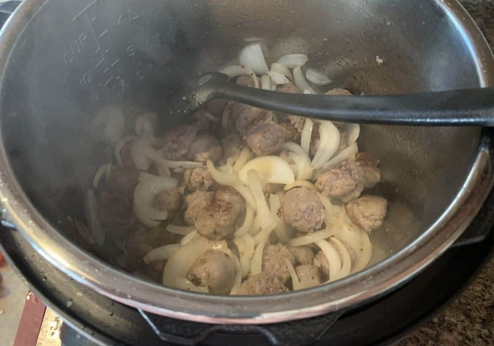 Italian sausage and onions in the Instant Pot