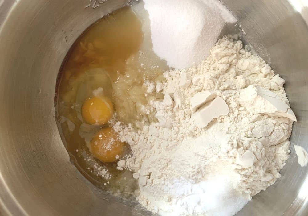 ingredients for granny cake in a mixing bowl