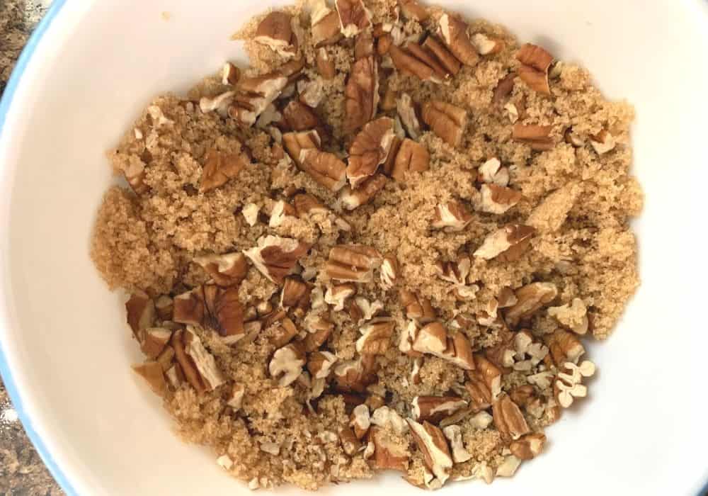 brown sugar and pecans combined in a small bowl