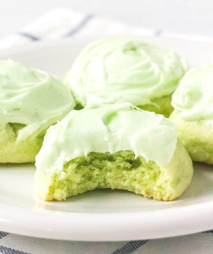 lime jello cookies on a white plate