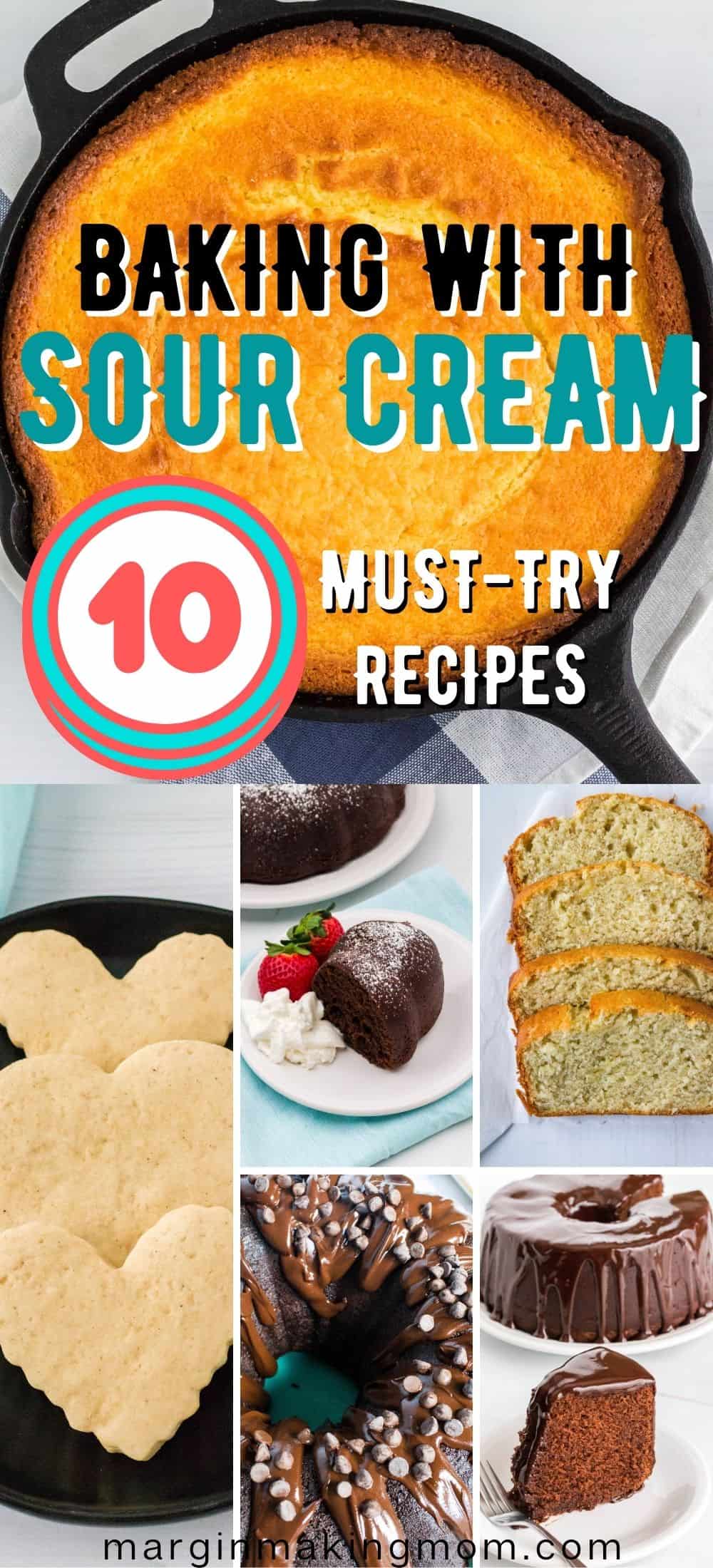 collage image with baked goods that use sour cream