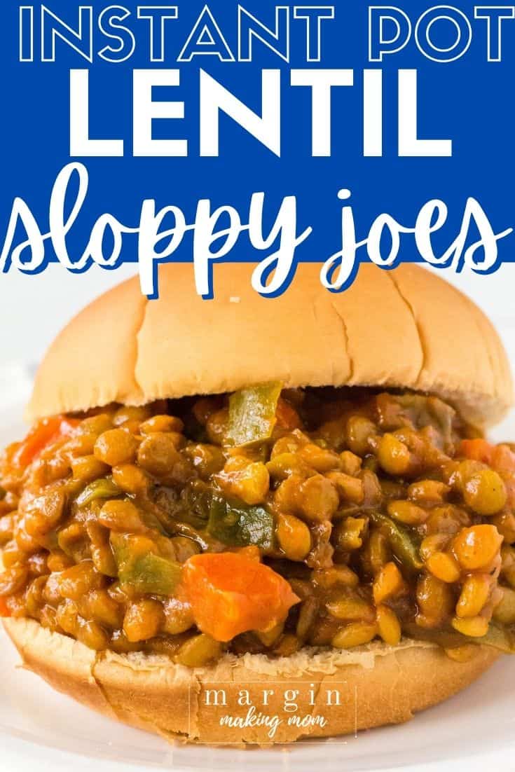 close-up side view of an Instant Pot lentil Sloppy Joe sandwich.