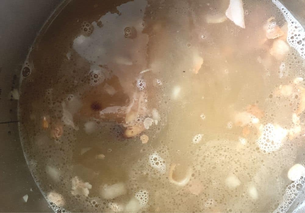 all ingredients for making Instant Pot pinto beans, Appalachian style, in the pressure cooker.