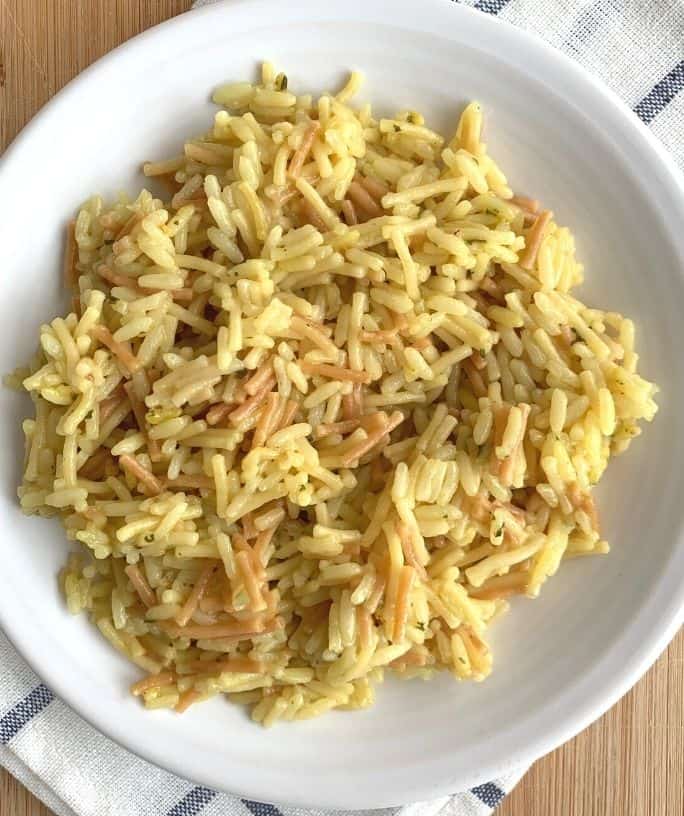 a white plate with a helping of Instant Pot Knorr Rice Sides