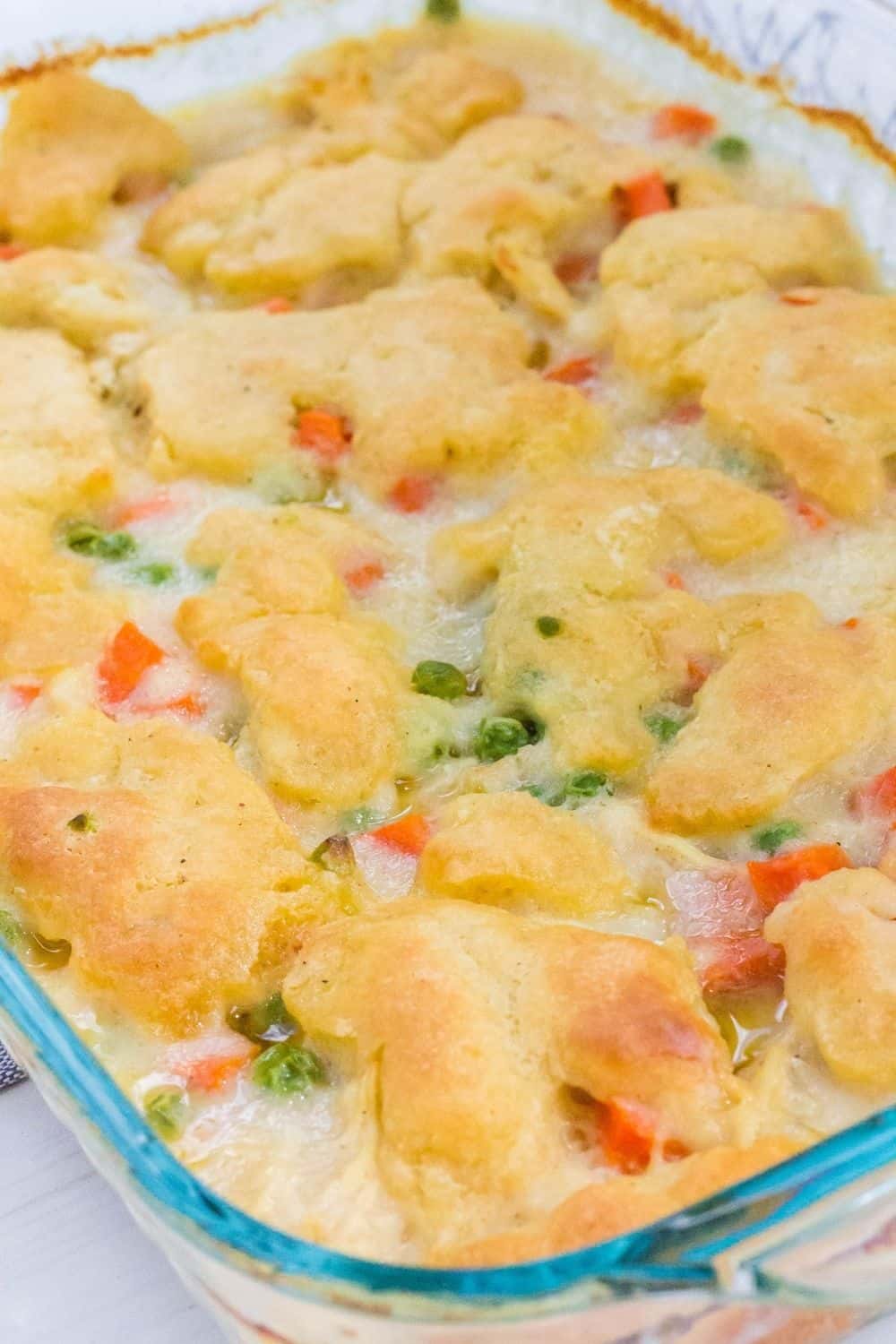 chicken and dumplings casserole baked in the oven