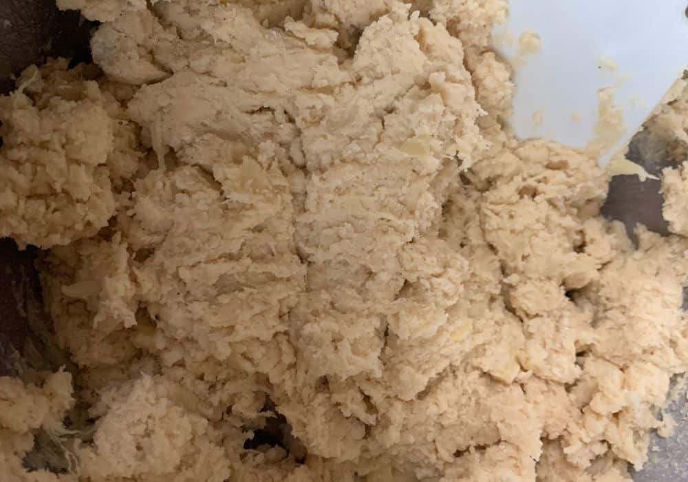 pineapple cookie dough after the dry ingredients have been mixed in