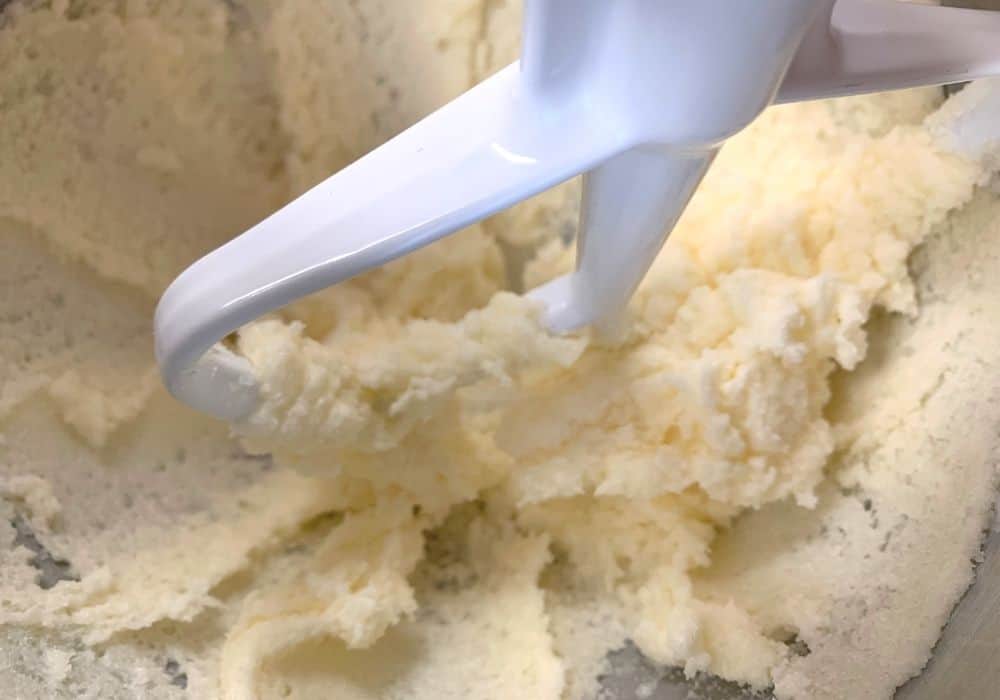 butter and sugar creamed together in a stand mixer