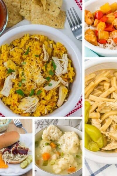 collage image of Instant Pot chicken recipes for dinner