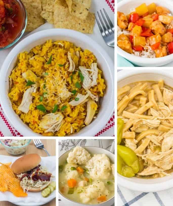 collage image of Instant Pot chicken recipes for dinner