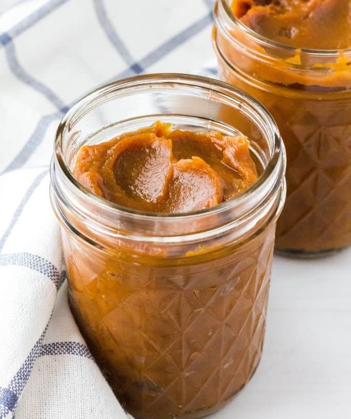 two jars of Instant Pot pumpkin butter