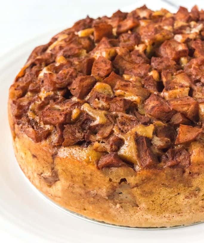 whole, unsliced apple cake cooked in the Instant Pot