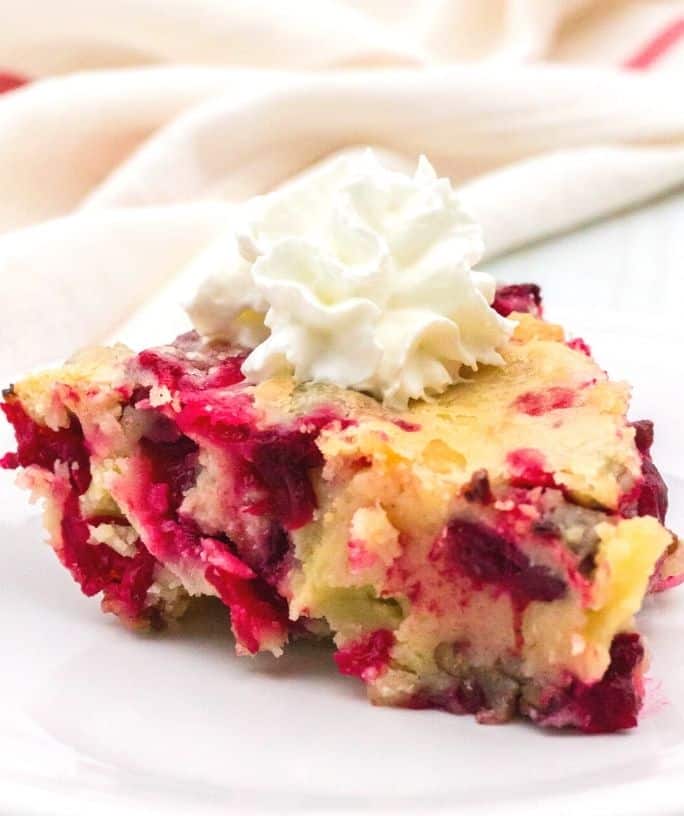 slice of cranberry pie on a white plate