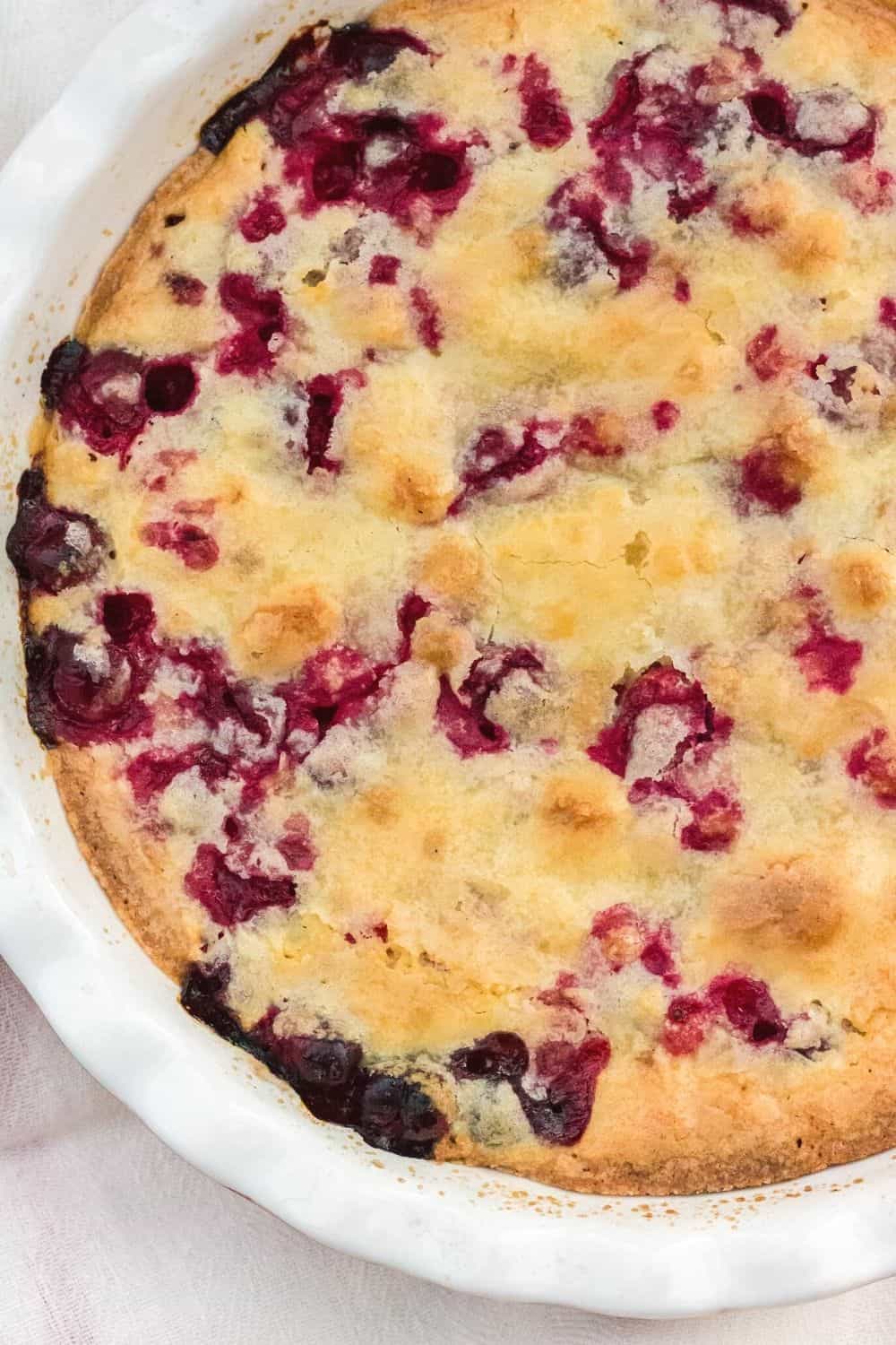 overhead view of a freshly baked cranberry pie