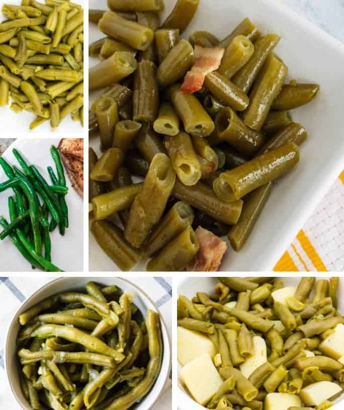 collage image of various Instant Pot green beans recipes