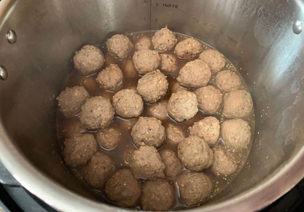 cooked meatballs in the Instant Pot