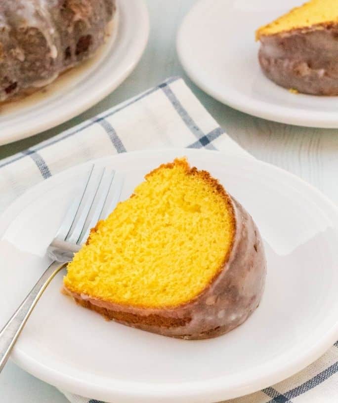 slice of lemon cake on a white plate