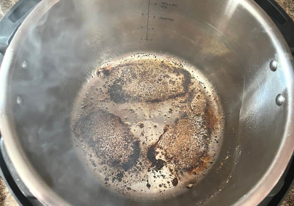 browned bits on the bottom of the Instant Pot prior to deglazing