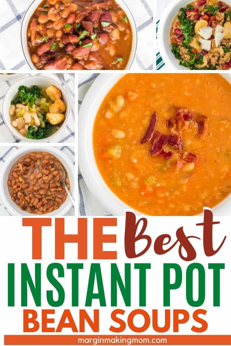 collage image of various Instant Pot bean soups.