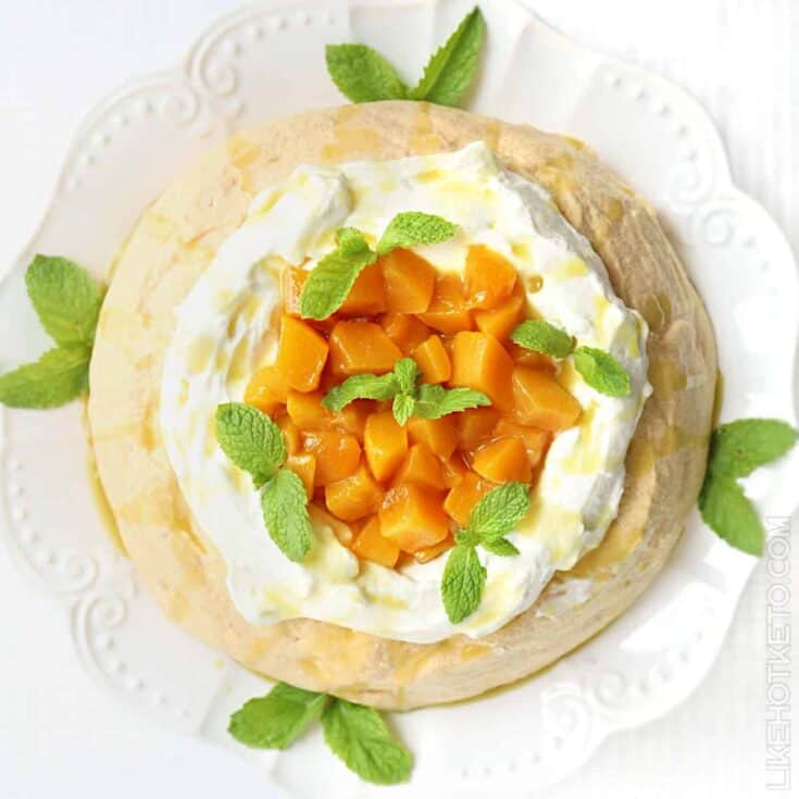 Image for Peaches and Cream Pavlova - Sugar-free and Keto!