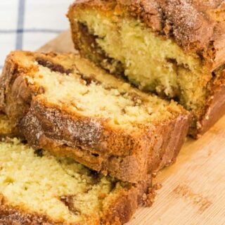 sliced loaf of Amish cinnamon swirl bread