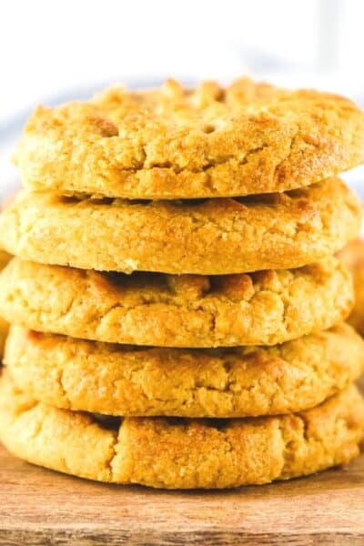 stack of air fryer peanut butter cookies