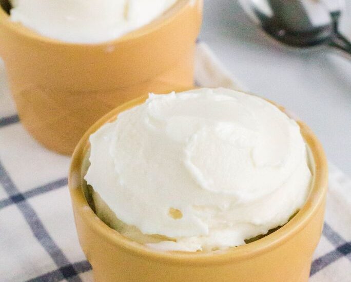 two dishes of Ninja Creami french vanilla ice cream