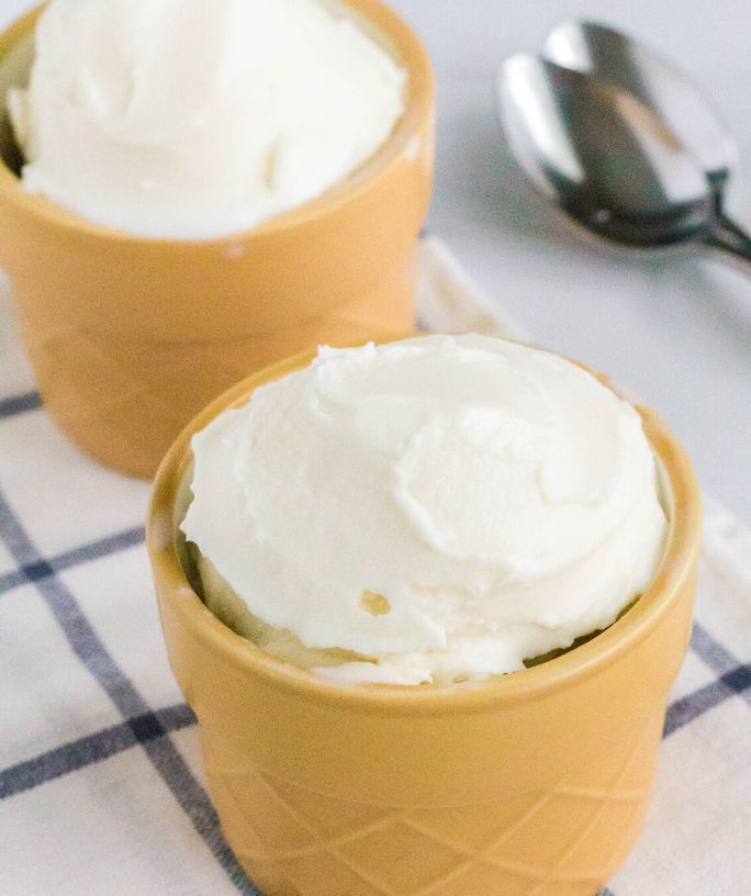 two dishes of Ninja Creami french vanilla ice cream