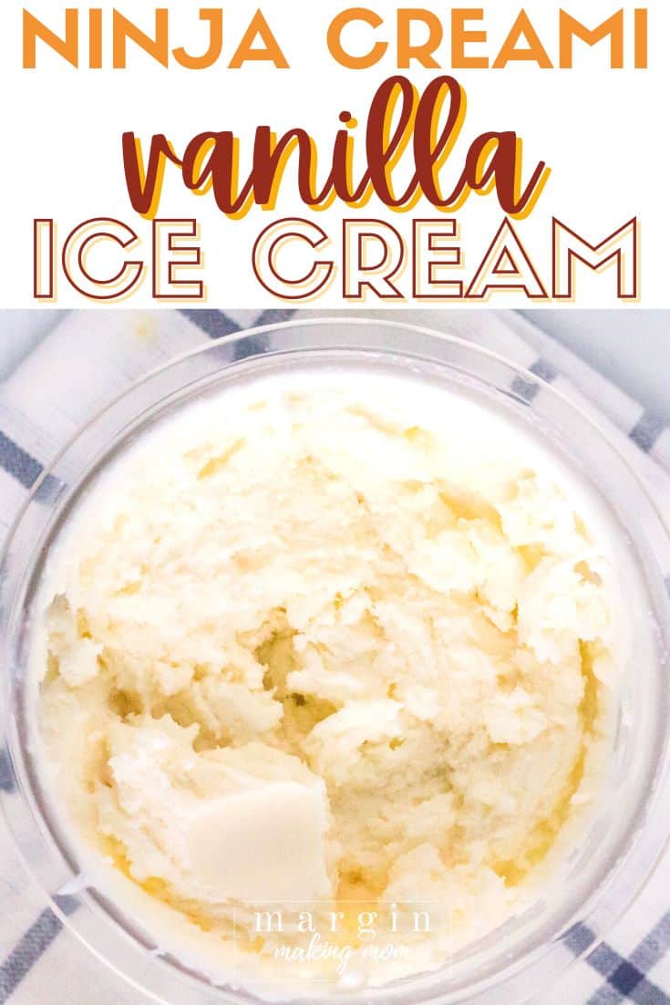 overhead view of a pint of Ninja Creami vanilla ice cream