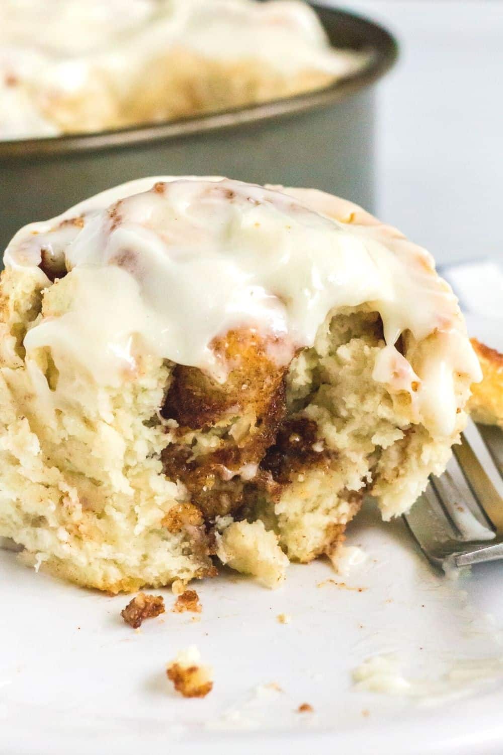 close-up view of easy homemade cinnamon roll's interior