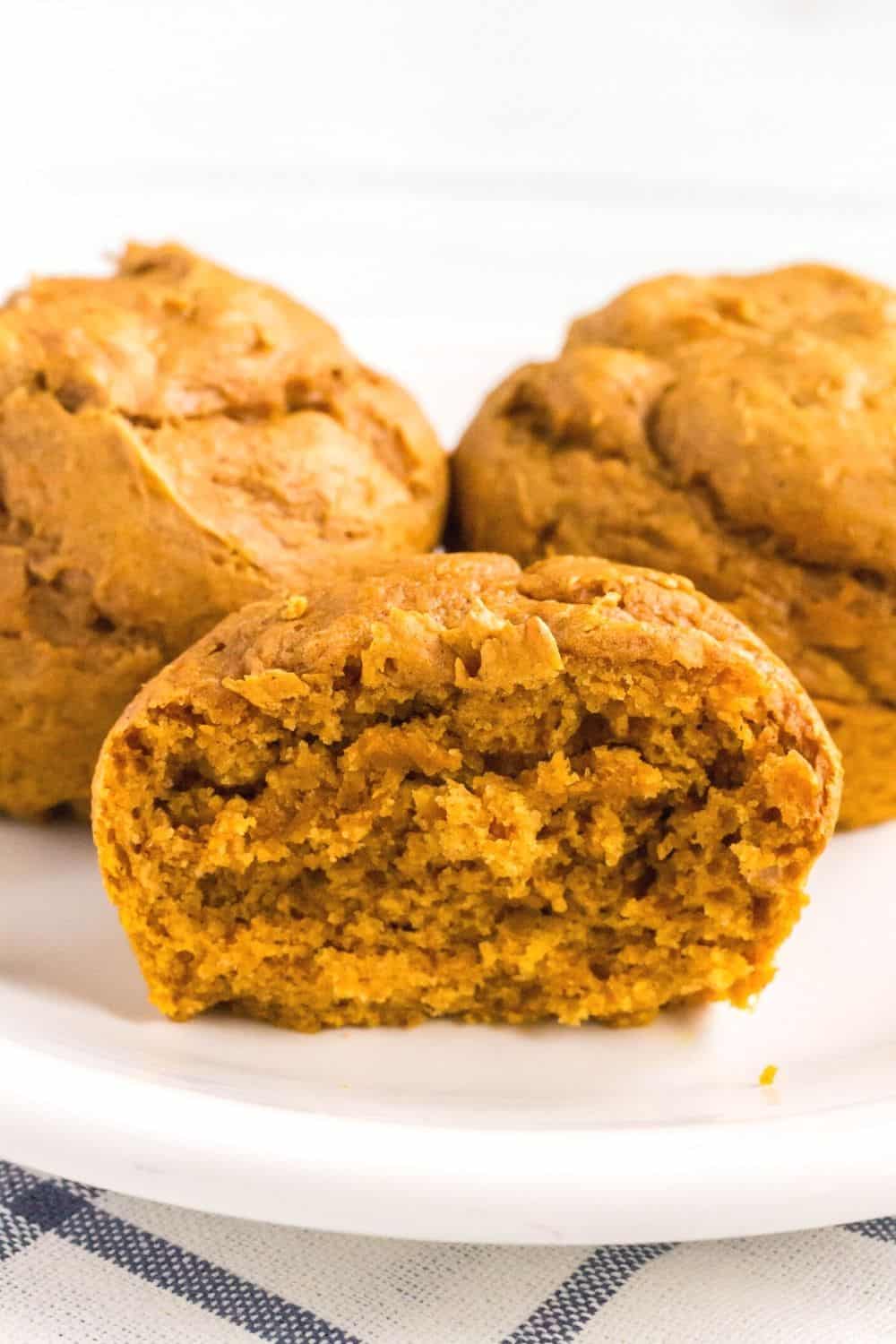 moist and tender interior of a pumpkin muffin made with a box of spice cake mix
