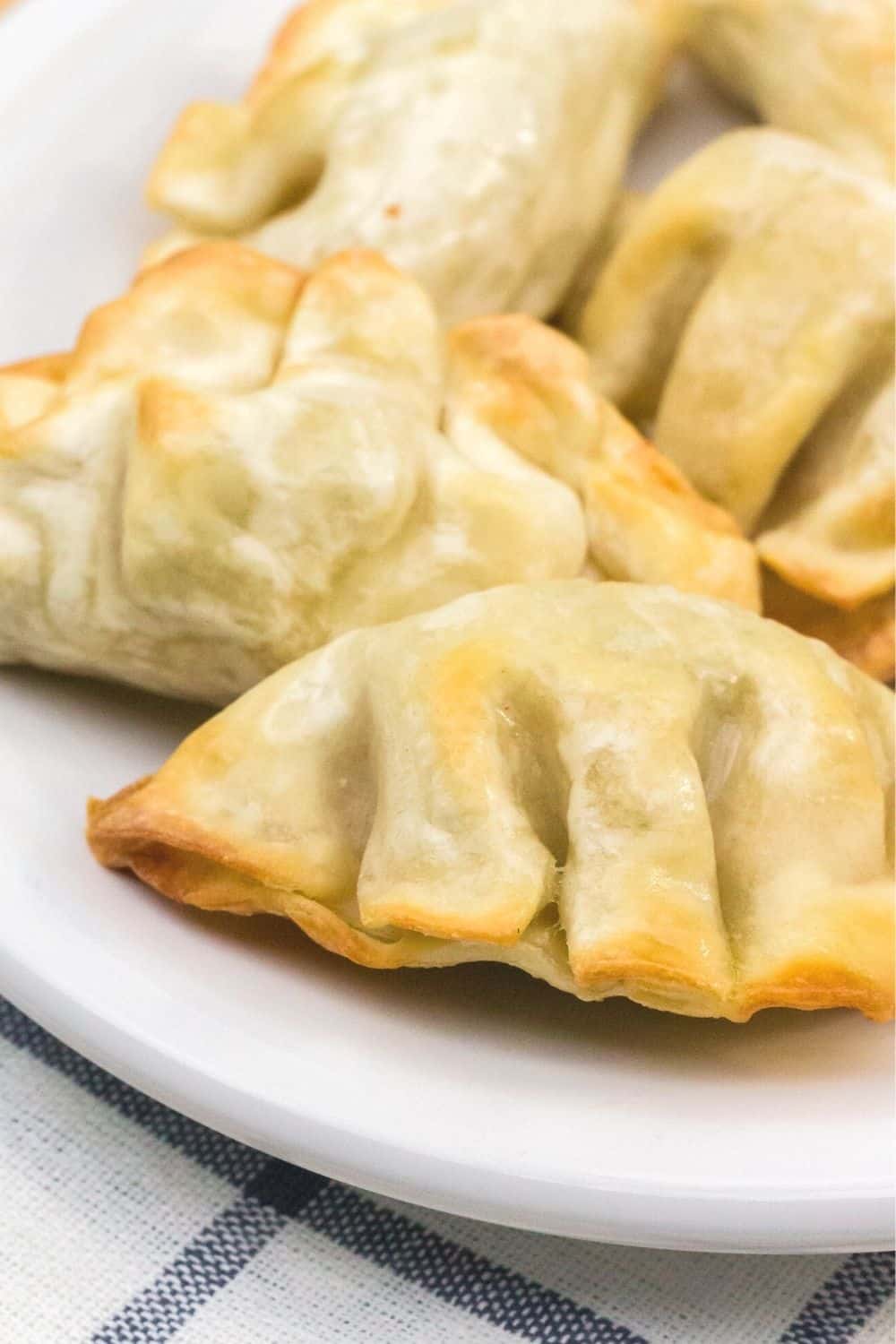 crispy golden-brown edges on an asian dumpling that was cooked in the air fryer