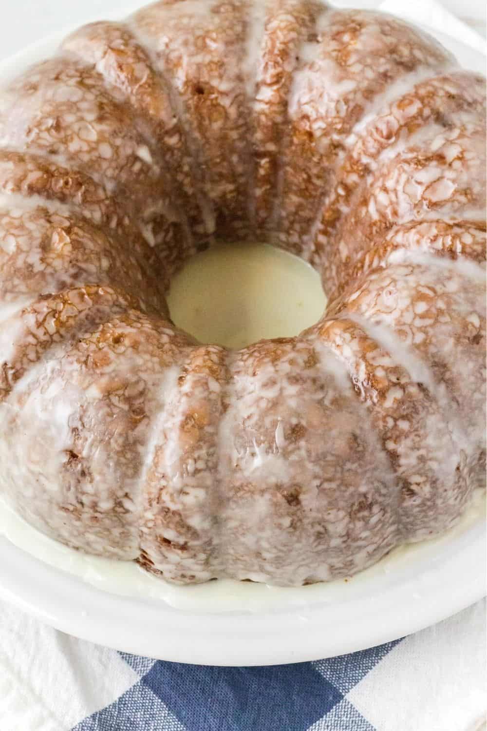 whole southern Sun Drop cake, made from a mix and topped with glaze