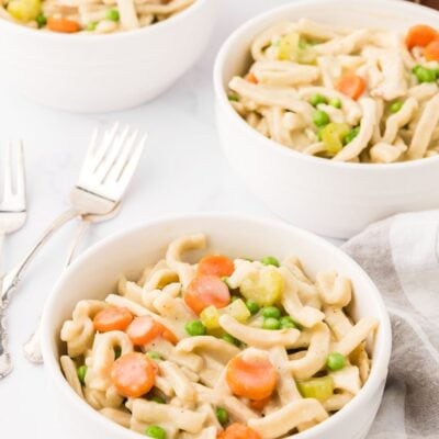 Chicken and noodles.