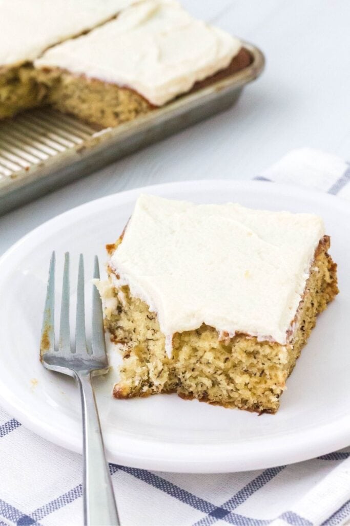 Old-Fashioned Banana Sheet Cake with Frosting - Margin Making Mom®