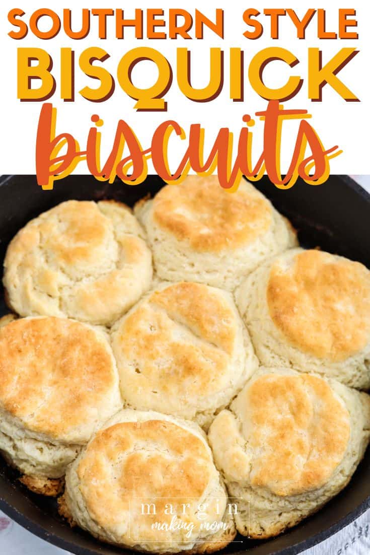 a cast iron skillet of Bisquick biscuits