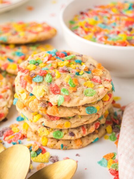 stack of Fruity Pebbles cookies