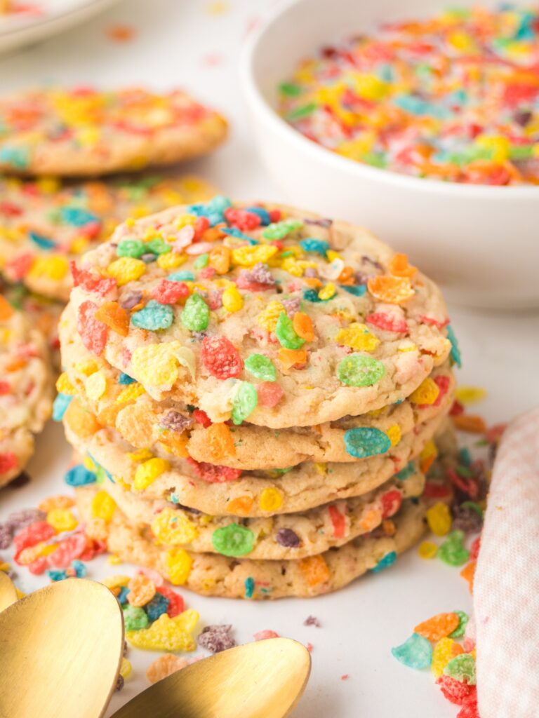 stack of Fruity Pebbles cookies