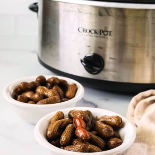 Crock Pot Boiled Peanuts served in small white bowls.