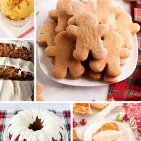Five Christmas gingerbread recipes featured in a collage image.