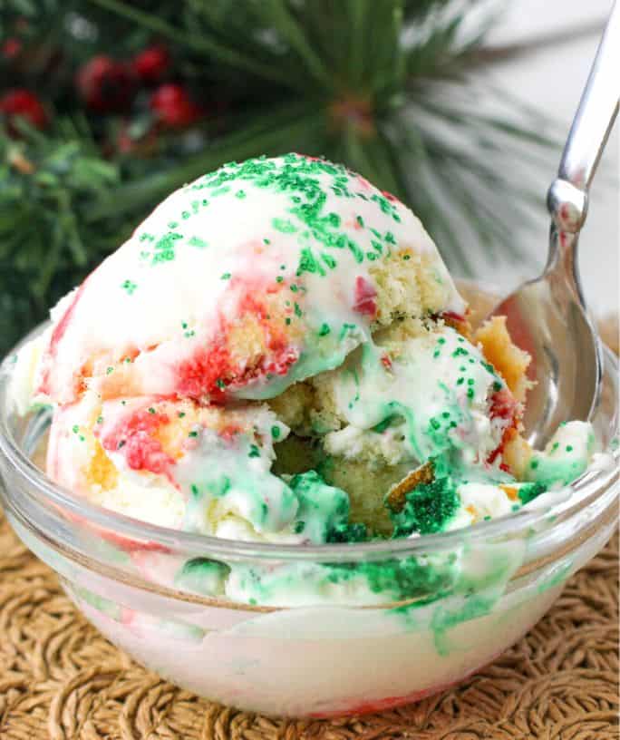 Image for No Churn Christmas Tree Cake Ice Cream
