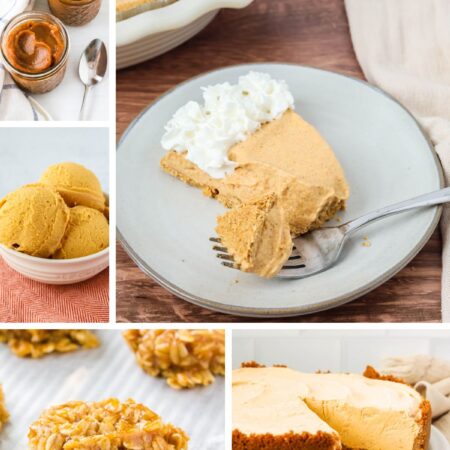 collage image of various no-bake pumpkin recipes.