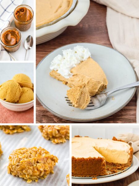 collage image of various no-bake pumpkin recipes.